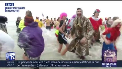 À Dunkerque, ils ne ratent pas le "bain de givrés"... même dans une eau à 9°C 