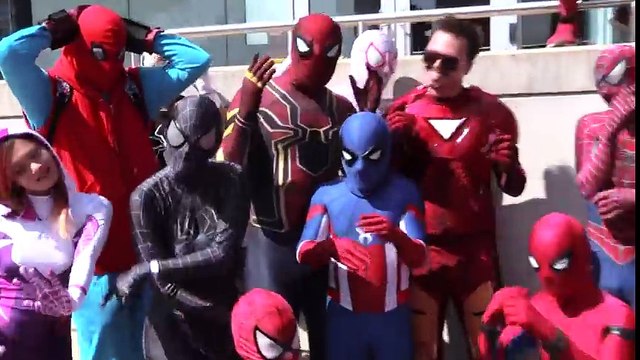 Spider-Man SPIDER-VERSE Chaos at Comic Con!! | Superheroes | Spiderman | Superman | Frozen Elsa | Joker