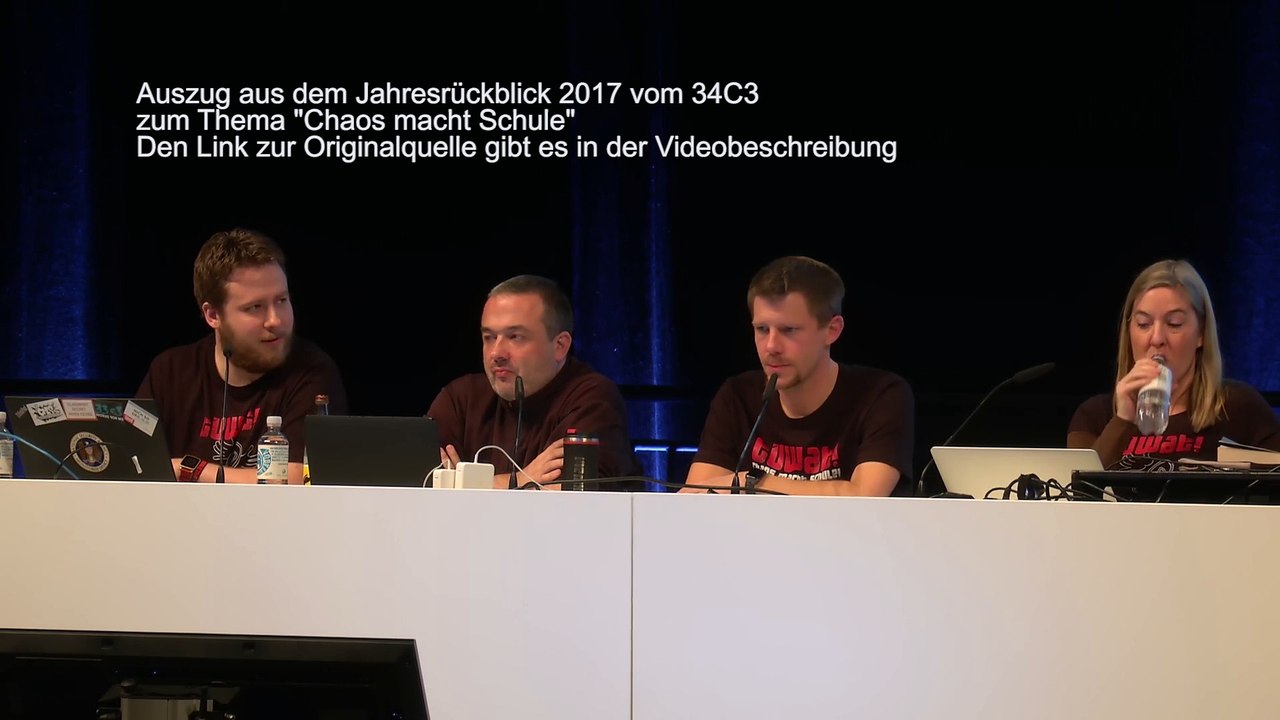 Sehr interessantes Statement vom CCC im Jahresrückblick 2017 während des 34C3 zum Thema "Chaos macht Schule"