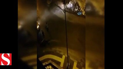 Oto teyp hırsızlarına mahalleliden linç girişimi kamerada