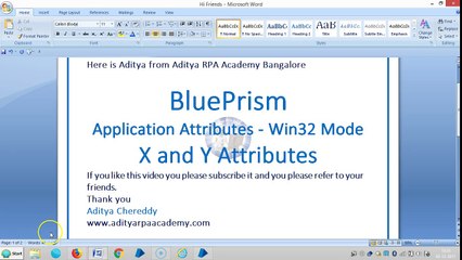 BluePrism-Application Attributes-Win32 Mode-BPAAW321005- X and Y -Aditya RPA Academy