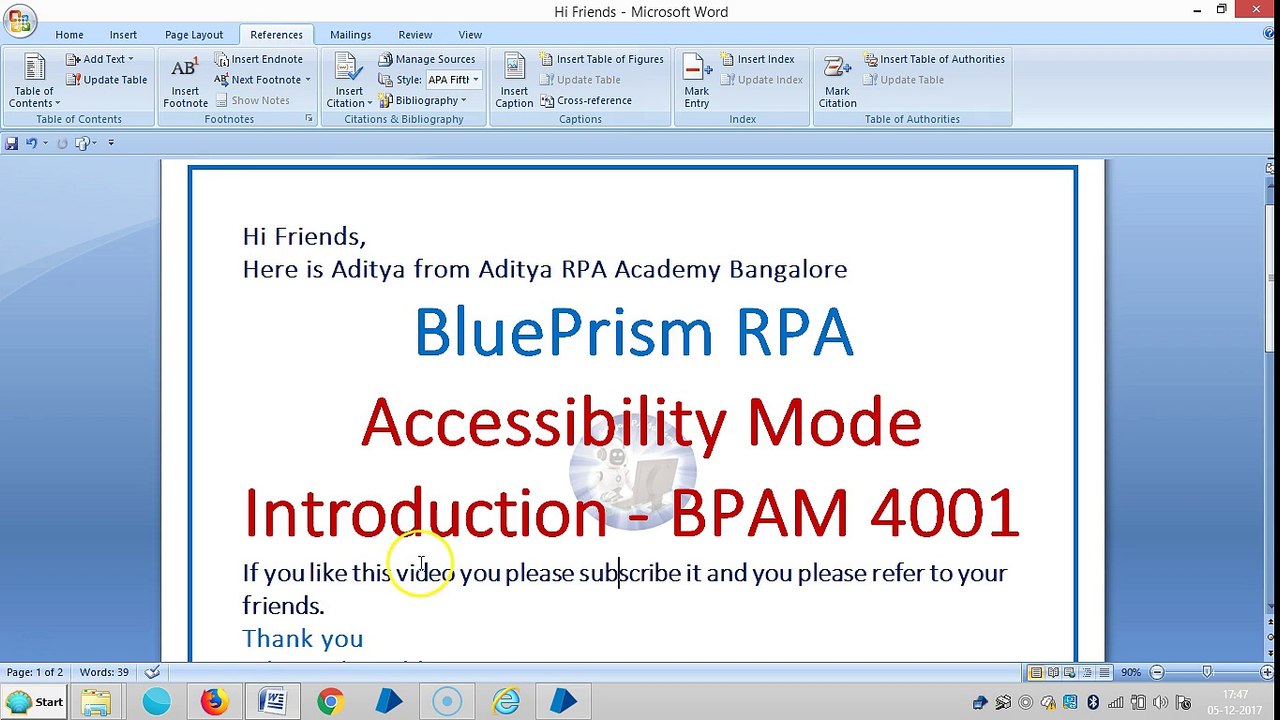 BluePrism-Accessibility Mode-Introduction-BPAM 4001-Aditya RPA Academy