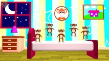 FIVE LITTLE MONKEYS - Jumping On The Bed - Nursery Rhymes, Crazy Monkeys, Song F