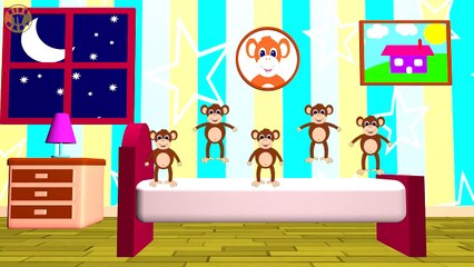 FIVE LITTLE MONKEYS - Jumping On The Bed - Nursery Rhymes, Crazy Monkeys, Song For Kids&Toddlers-