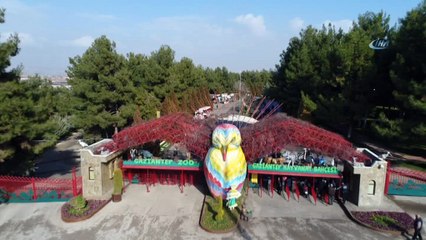 Cumhurbaşkanı Erdoğan'a hediye edilen aslanların kalacağı yer havadan görüntülendi