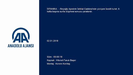 Başına düşen tahta parçası turisti yaraladı - Güvenlik kamerası (2) - İSTANBUL