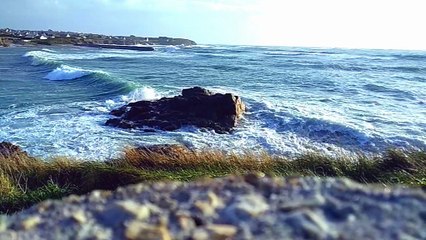 Plage du Loc'h à Plogoff lors de la tempête Carmen
