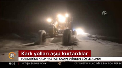 Karlı yolları aşıp kurtardılar