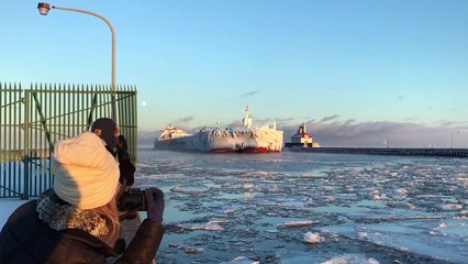 Ice Covered Presque Isle Heading into Harbor