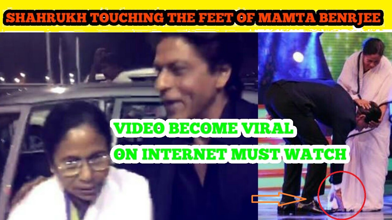 Bollywood king shahrukh khan spotted in Kolkata & respecting  mamata benerjee by touching her feet