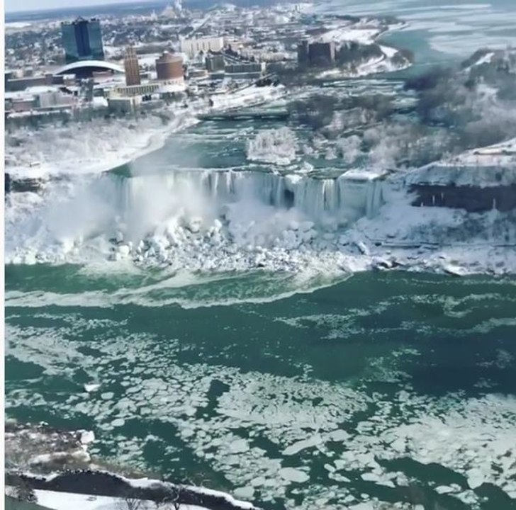 Frigid Temperatures Partially Freeze Niagara Falls