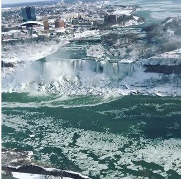Frigid Temperatures Partially Freeze Niagara Falls
