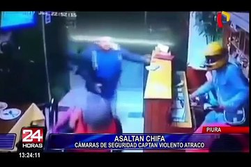 Piura: Cámaras de seguridad captan violento asalto a chifa