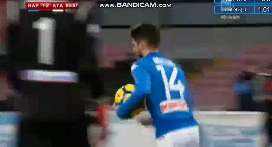 Dries Mertens Goal - Napoli 1-2 Atalanta Bergamo 02.01.2018