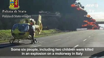 Family killed as tanker explodes in Italy motorway crash