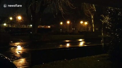 Lightning and heavy rain hit Birmingham during Storm Eleanor