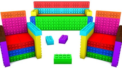 Learn Colors with Rainbow 3D Sand Lego Chair and Sofa Toys For Kids and toddlers