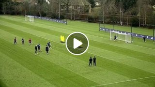Thibaut Courtois with a stunning free-kick goal in Chelsea training!