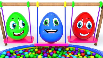 Learn Colors Shapesand with Swing Pool 3D Surprise eggs Video for children and kids