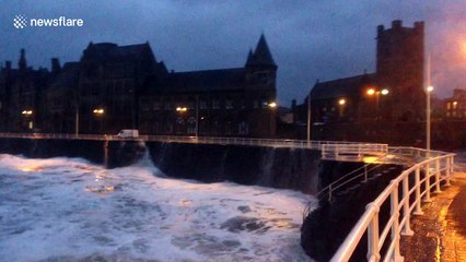 Storm Eleanor batters Aberystwyth seafront