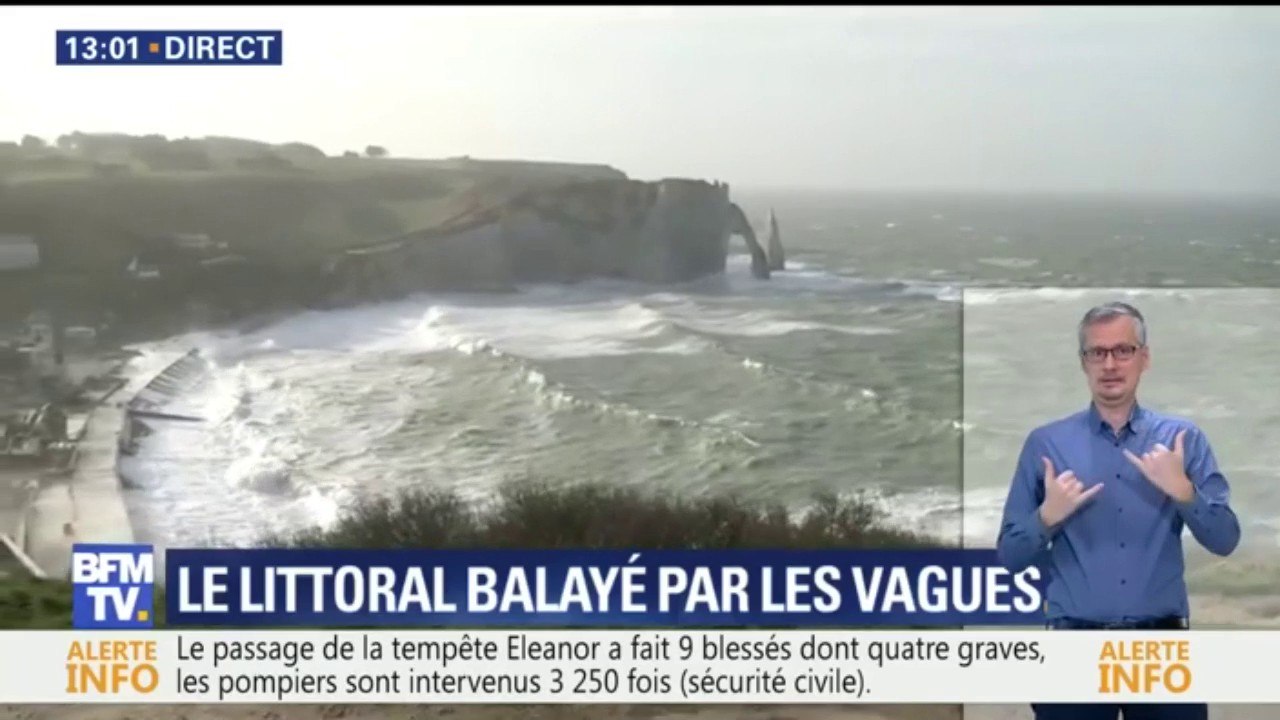 Tempête Eleanor : des vagues de 4 mètres et des rafales à 120 km/h à Etretat