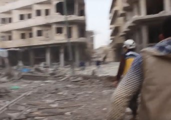 White Helmets Search for Survivors Among Debris After Reported Strike on Idlib Hospital