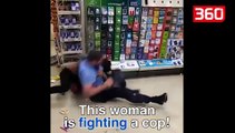 Kapet duke grabitur në supermarket, vajza bën sherr me policin (360video)