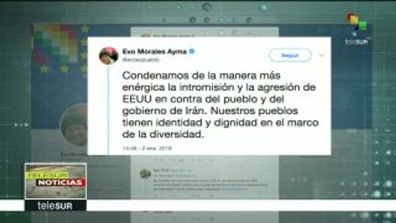Evo Morales condena injerencia de EE.UU. en asuntos internos de Irán