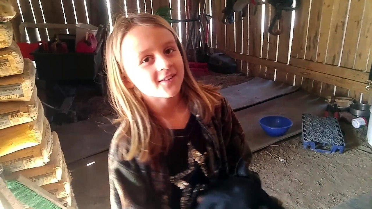 Little Girl Learning Country Chores