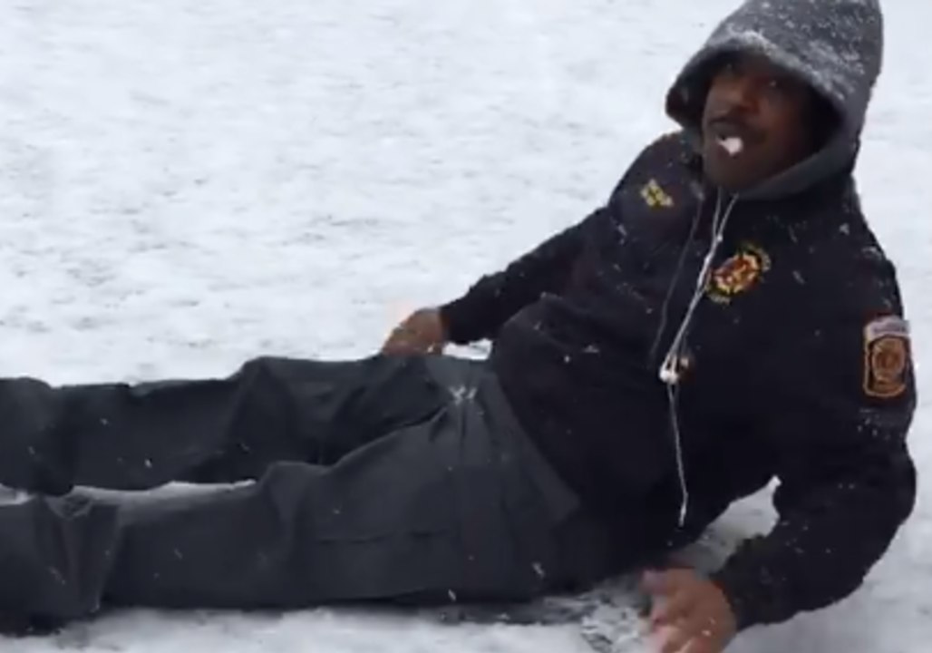 Valdosta, Georgia, Fire Chief Makes Snow Angels
