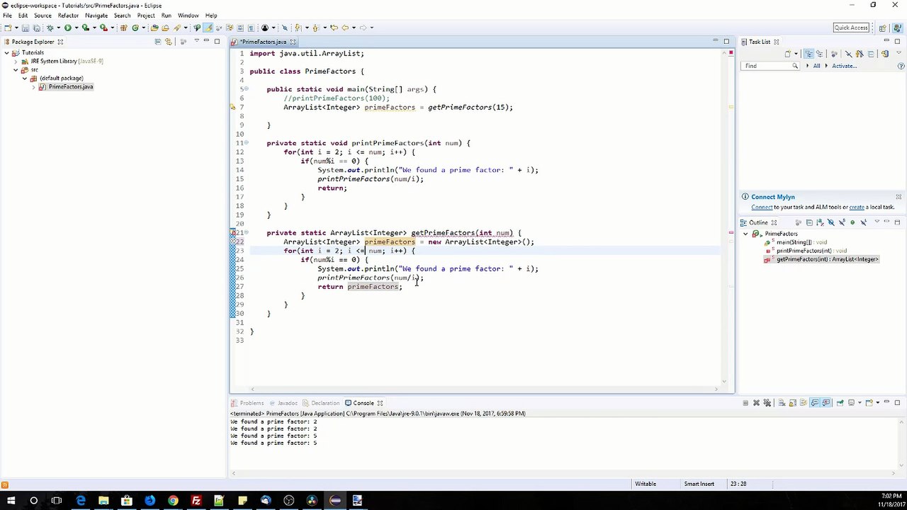 Java Tutorials for Beginners | Prime Factorization Ex Using Eclipse