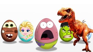 DINOSAUR EAT HULK SPIDERMAN MCQUEEN! Surprise eggs Learn Colors Finger Family-x6Od