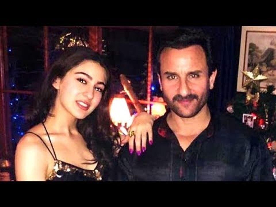 Sara Ali Khan Strikes A Pose With Dad Saif Ali Khan At A Party