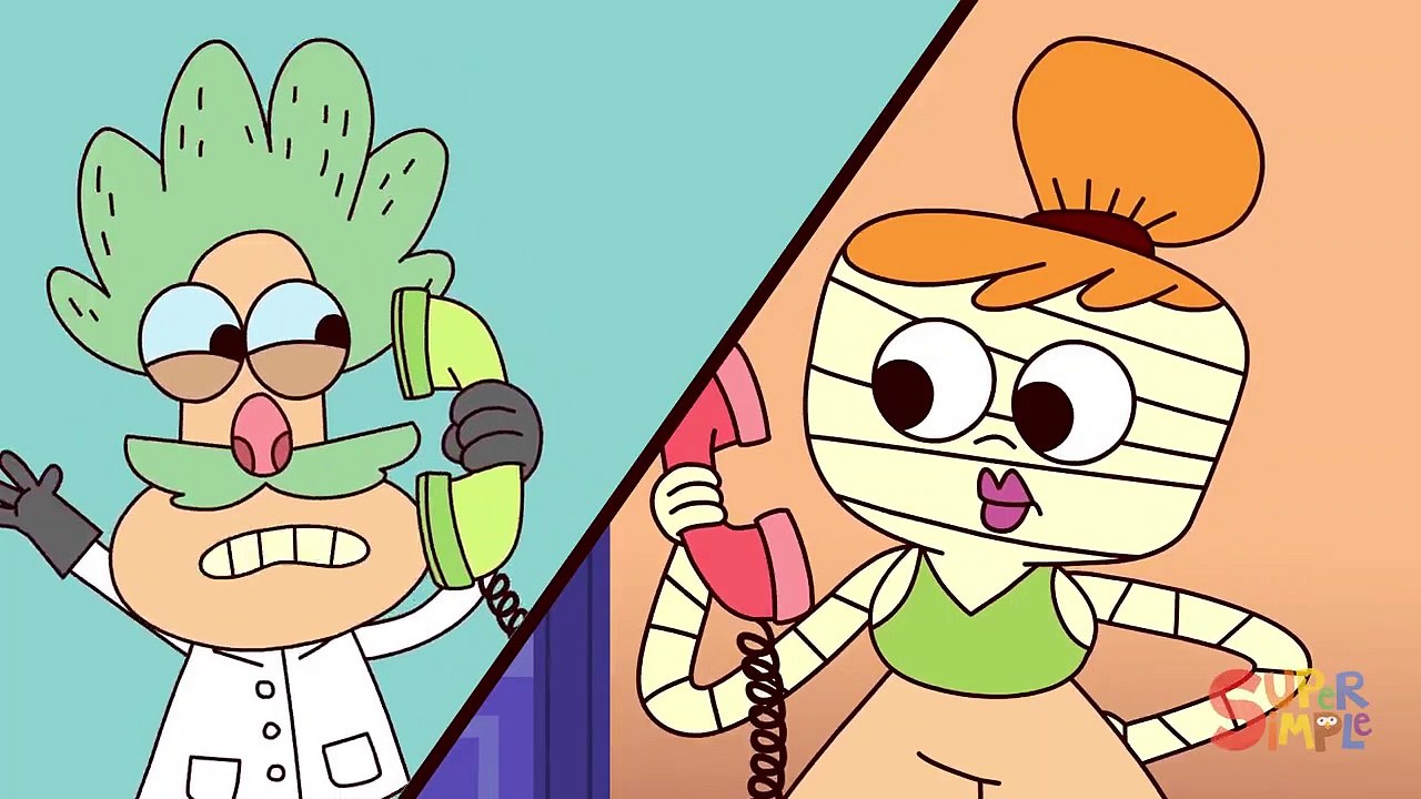 Five Little Monsters Jumping On The Bed _ Kids Halloween Song _