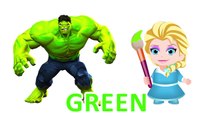 Hulk and Baby  paints Sponge Bob Spiderman Fire Truck Learn Colors Finge