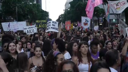 Brazilian women protest over government plans to further restrict access to abortion