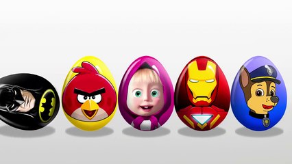 SURPRISE EGGS! LEARN COLORS! SPIDERMAN! MASHA AND BEAR! Hulk! McQueen! Doc McStuffins! Mo