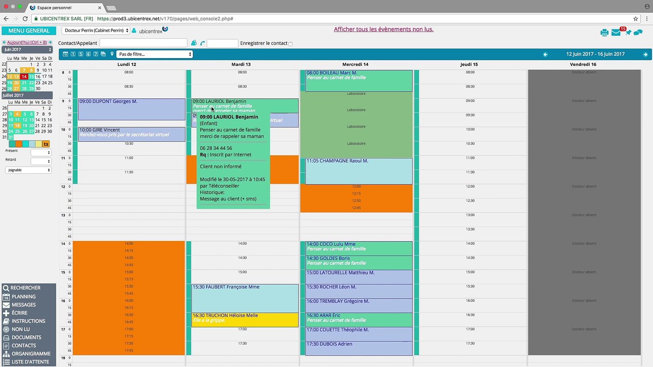 Interface Logiciel Médecin Préposé