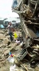 Accidente ocurrido hoy en la carretera costera de Pasamayo en el sector conocido