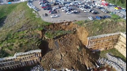 Ataşehir’deki Toprak Kaymasının Olduğu Alan Havadan Görüntülendi