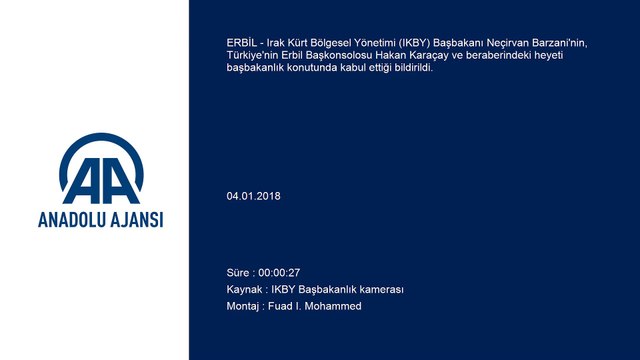 Barzani, Türkiye'nin Erbil Başkonsolosu Karaçay'ı kabul etti - ERBİL