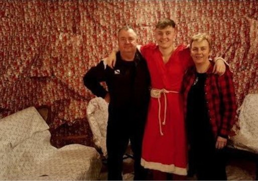Son Surprises Parents By Wrapping House in Christmas Paper