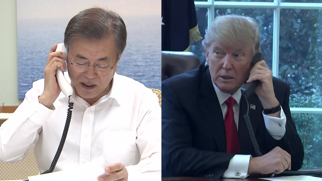 한미 정상, 올림픽 기간 군사 훈련 연기 합의...트럼프 "문 대통령 100% 지지"...