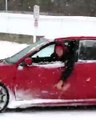 Ansel Elgort Shows Off His Impressive 'Baby Driver' Skills Driving During The Bomb Cyclone Storm