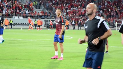 Albanian fans screaming towards Cristiano Ronaldo_ ''Messi! Messi!''