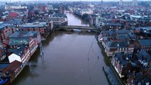 River bursts banks flooding historic UK city of York