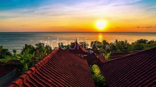 Sunrise Overlooking The Roofs Of The Bungalows And The Indian Ocean by Timelapse4K