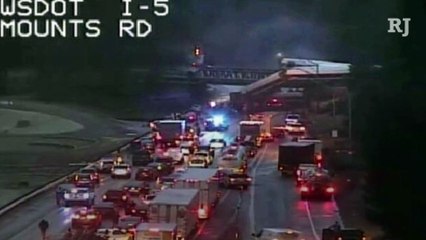 Amtrak Train in Washington Derails, Dangles Over Interstate