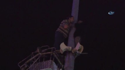 Elektrik Direğinden Atlamaya Kalktı