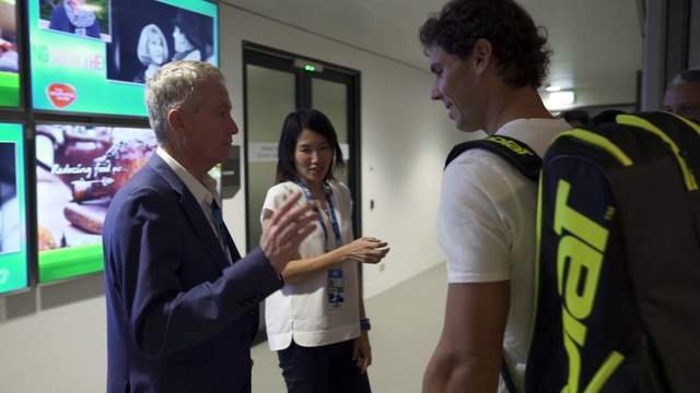 Open d'Australie 2018 - Rafael Nadal à Melbourne, son premier entrainement sur le Rod Laver Arena de l'Australian Open